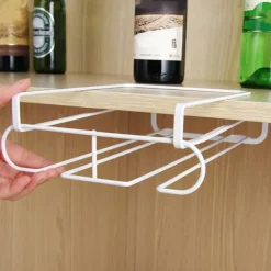 Vinglashängare i metall för 6 glas, Vit