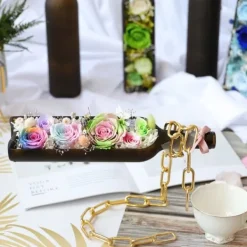 Vinflaskhållare-VINHÅLLARE STÅND FLASKA ALKOHOL GULDKEDJA SNYGGT GÅVA