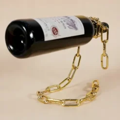 Vinflaskhållare-VINHÅLLARE STÅND FLASKA ALKOHOL GULDKEDJA SNYGGT GÅVA