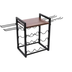 Vinhylla, rymmer 9 flaskor, inkluderar glasförvaring,svart