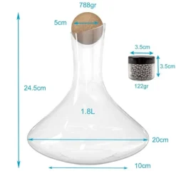 Karaffer-Vinkaraff / dekander Glaskaraff med 1,8 liter för rödvin Blyfri karaff i kristallglas Munblåst vinluftare med rengöringspärlor