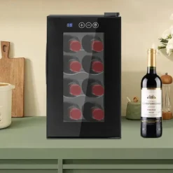 Vinkyl - Bänkvinkyl - 8 flaskor - 23 L - 8–18 °C intelligent temperaturkontroll - Halvledarkylning (Peltier) - LED-display - Fristående - Svart