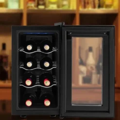 Vinkyl - Bänkvinkyl - 8 flaskor - 23 L - 8–18 °C intelligent temperaturkontroll - Halvledarkylning (Peltier) - LED-display - Fristående - Svart