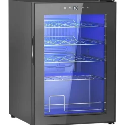 Vinkyl 20 flaskor 53 L, 5–18 °C, kompressor, anti-UV glasdörr, LED, svart