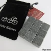 Whiskystenar-Vinkylare, 100 % naturliga whiskystenar dricker iskub Whiskeysten Whiskey Rock Cooler Present - Typ 9st Svart