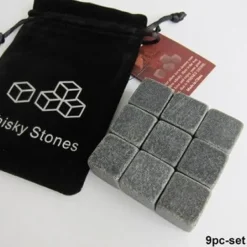 Whiskystenar-Vinkylare, 100 % naturliga whiskystenar dricker iskub Whiskeysten Whiskey Rock Cooler Present - Typ 9st Svart