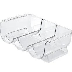 Vinflaskhållare-Vinorganisatör Stapelbar plast Transparent Vattenflaskhållare Ställ för Hemvisning 3 Flaskor Transparent