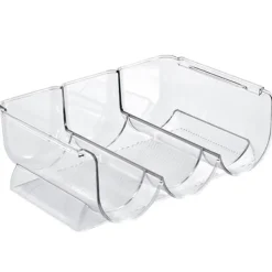 Vinflaskhållare-Vinorganisatör Stapelbar plast Transparent Vattenflaskhållare Ställ för Hemvisning 3 Flaskor Transparent