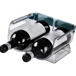 Vinflaskhållare-Vinorganisatör Stapelbar plast Transparent Vattenflaskhållare Ställ för Hemvisning 2 Flaskor Transparent