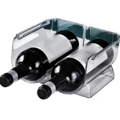 Vinflaskhållare-Vinorganisatör Stapelbar plast Transparent Vattenflaskhållare Ställ för Hemvisning 2 Flaskor Transparent