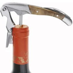 Korkskruvar-Vinöppnare i rostfritt stål med skuggträhandtag - Portabel manuell korkskruv med folieskärare