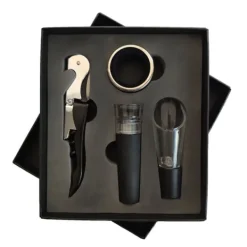 Vinöppnare Set Rostfritt rostfritt stål Utsökt förpackningshandtag Korkskruvssats för Hem Bar Restaurang Presenter Svart