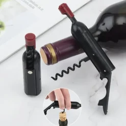 Vinöppnare Svart Multifunktionell Magnetdesign Bärbar Vinöppnare i Rostfritt Stål