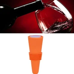 Flaskstopp & Flaskförslutare-Vinpropp i livsmedelskvalitet, silikon i rostfritt stål, 6,1x2,35 cm, dekorativa, praktiska, återanvändbara vinkorkar för dekoration, orange