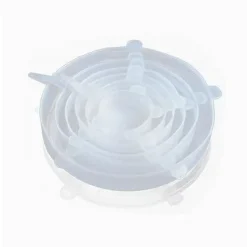 Skållock-Vit färg Siliklock för matskålar, 6 stycken, expanderbara, mikrovågssäkra, p