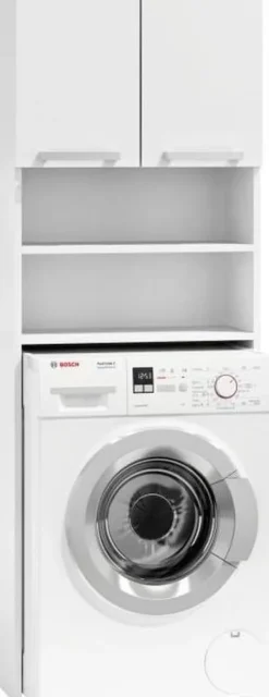 Viking Choice Vit förvaringsskåp över tvättmaskin med 4 hyllor & 2 dörrar