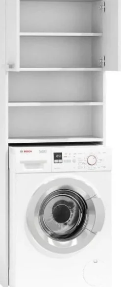 Viking Choice Vit förvaringsskåp över tvättmaskin med 4 hyllor & 2 dörrar