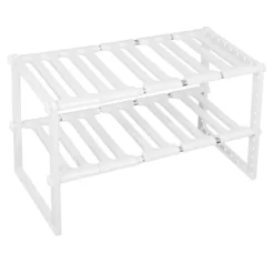 Köksorganiserare-2-vånings diskbänksställ skåporganisatör förvaring teleskopisk hylla kök badrumshållare