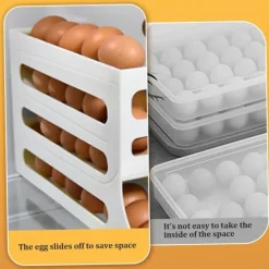 4-vånings ägghållare för kyl - platsbesparande äggdispenserhållare, automatisk rullande kyläggorganisator, 30 ägg kyl äggställ med stor