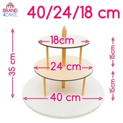 Serveringsfat & Skålar-3-vånings tårtfat 40/24/18 cm Brand4Cake