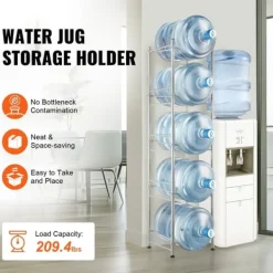 Vattenkylare-5-vånings vattenkannahållare, enkelrad vattenflaskställ för 5 flaskor, hållbart silverdesign, platsbesparande lösning