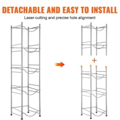 Vattenkylare-5-vånings vattenkannahållare, enkelrad vattenflaskställ för 5 flaskor, hållbart silverdesign, platsbesparande lösning
