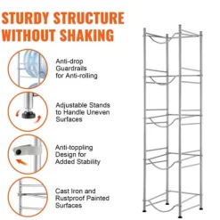 Vattenkylare-5-vånings vattenkannahållare, enkelrad vattenflaskställ för 5 flaskor, hållbart silverdesign, platsbesparande lösning