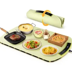 Matuppvärmare-Värmeplatta, 8 temperaturinställningar, snabb uppvärmning,23.62x15.75inch, grön
