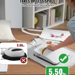 Ångpressar-Värmepress 9 x 9 i bärbar enkelpress för sublimation, överföring av DIY T-shirt.