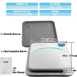 Ångpressar-Värmepressmaskin, Bärbar Design, Användarvänliga Kontroller,9x9in Blå