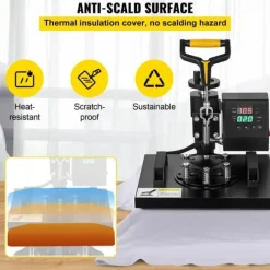 Ångpressar-Värmepressmaskin, 10x12 tum / 25x30 cm, 2IN1 Clamshell för sublimering med Teflon, digital värmekontroll, Powerpress för T-shirt och keps.