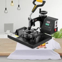 Ångpressar-Värmepressmaskin, 10x12 tum / 25x30 cm, 2IN1 Clamshell för sublimering med Teflon, digital värmekontroll, Powerpress för T-shirt och keps.