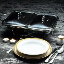 Tillbehör För Matservering-VÄRMETÅLIG BORDSVÄRMARE 2x1,6L KINGHOFF KH-1412