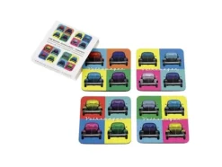 Glasunderlägg-VW Beetle flerfarvet glasbrikker 4 stk.