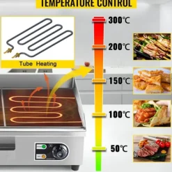 Elektriska Stekpannor & Wokar-4400W 50-300°C justerbar 72,8x40 cm elektrisk stekpanna, stor kokyta, exakt temperaturkontroll, lätt att använda och rengöra