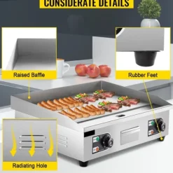 Elektriska Stekpannor & Wokar-4400W 50-300°C justerbar 72,8x40 cm elektrisk stekpanna, stor kokyta, exakt temperaturkontroll, lätt att använda och rengöra