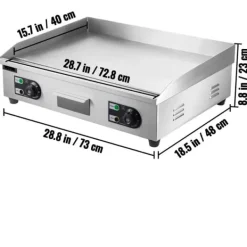 Elektriska Stekpannor & Wokar-4400W 50-300°C justerbar 72,8x40 cm elektrisk stekpanna, stor kokyta, exakt temperaturkontroll, lätt att använda och rengöra