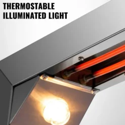 Matuppvärmare-1000W 30-85°C pommes frites värmelampa med avtagbar avloppsbräda och panna, jämn värmefördelning, snabb uppvärmning