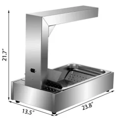 Matuppvärmare-1000W 30-85°C pommes frites värmelampa med avtagbar avloppsbräda och panna, jämn värmefördelning, snabb uppvärmning