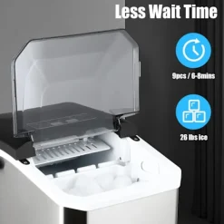 110W 12kg/24 timmar stationär helautomatisk kulformad ismaskin för hushåll med automatisk rengöringsfunktion