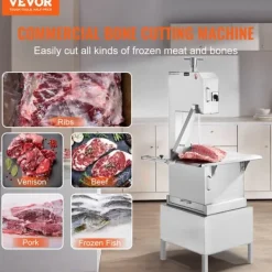 Köttskivare-2200W kommersiell elektrisk köttbandsåg i rostfritt stål, högpresterande bensågmaskin för effektiv köttbearbetning.