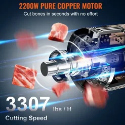 Köttskivare-2200W kommersiell elektrisk köttbandsåg i rostfritt stål, högpresterande bensågmaskin för effektiv köttbearbetning.