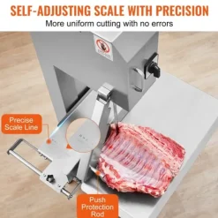 Köttskivare-2200W kommersiell elektrisk köttbandsåg i rostfritt stål, högpresterande bensågmaskin för effektiv köttbearbetning.