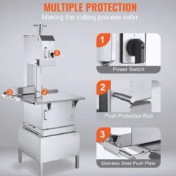 Köttskivare-2200W kommersiell elektrisk köttbandsåg i rostfritt stål, högpresterande bensågmaskin för effektiv köttbearbetning.