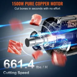 Köttskivare-1500W kommersiell elektrisk köttbandsåg i rostfritt stål, kraftfull och hållbar sågmaskin.