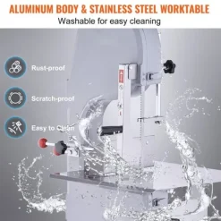 Köttskivare-1500W kommersiell elektrisk köttbandsåg i rostfritt stål, kraftfull och hållbar sågmaskin.