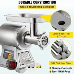 Matkvarnar-8500W Kommersiell rostfri stål 450 lbs Köttkvarn Skärblad Plåtplåt Korvstoppare