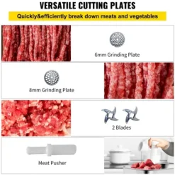 Matkvarnar-8500W Kommersiell rostfri stål 450 lbs Köttkvarn Skärblad Plåtplåt Korvstoppare