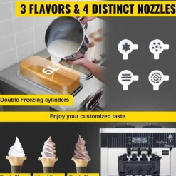 2200W 20-28L/H mjukglassmaskin med 2 x 6L behållare och 4 olika munstycken, 3 smaker, smart manöverpanel, genomtänkta detaljer