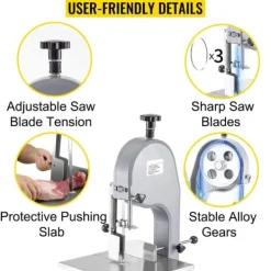 Köttskivare-850W 4-180mm 15m/s benskärmaskin med 380x365mm arbetsbord med skala, säker att använda, bred applikation